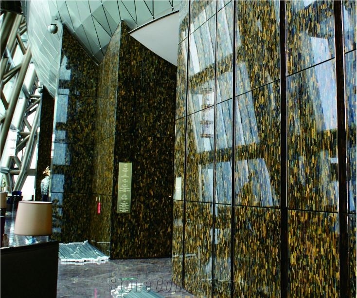 Tiger Eyes Wall Panel Gem Stone Slabs & Tiles,Brown Semi Precious Wall Covering/Interior Decoration