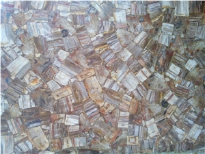 Wood Fossil Aquare Semi Precious Stone Slabs&Tiles,Brown Semi Precious Wall Panels