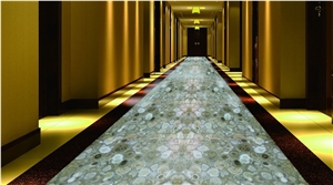Wood Jade Floor Tile Panel Gem Stone/Semi Precious Stone Slabs&Tiles,White Semiprecious Stone Flooring
