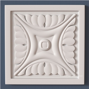 3d Interior Feature Stone Wall Relief Carving, White Quartzite Relief Carving