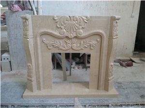 China Beige Marble Fireplace