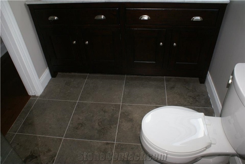 Sicilia Grey Limestone Bathroom Design, Shower Wall and Floor Application