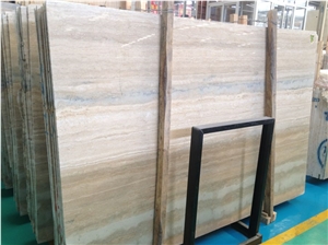 Blue Travertine Polished Slabs, Tiles with Hole Filled, Italy Blue Travertine Slabs