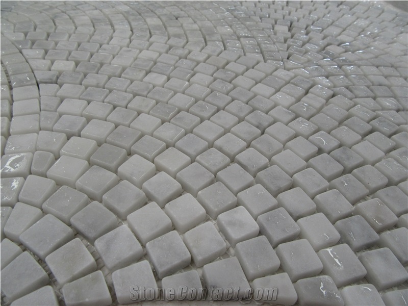 Carrara Marble Mosaic Tile Shell Mosaic Pattern, Bianco Carrara White Marble Mosaic