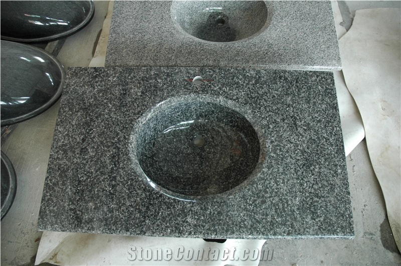 G654 Granite Kitchen Countertops with Under Counter Basin/Sinks, Padang Dark Grey Granite Kitchen Worktops