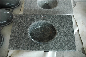 G654 Granite Kitchen Countertops with Under Counter Basin/Sinks, Padang Dark Grey Granite Kitchen Worktops