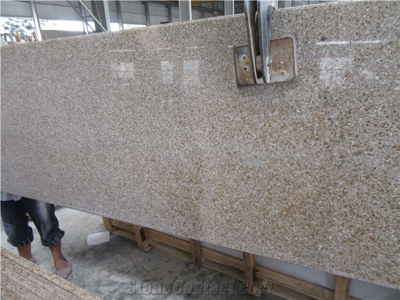 G682 Rustic Yellow Granite Polished Countertop With Round Edge