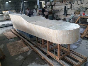 Greece Golden Spider Marble Polished Bar Tops, Gold Beige Marble Worktops for Kitchen, Bar, Work Tops in Round Shape, Tabletops, Natural Stone Reception Tops