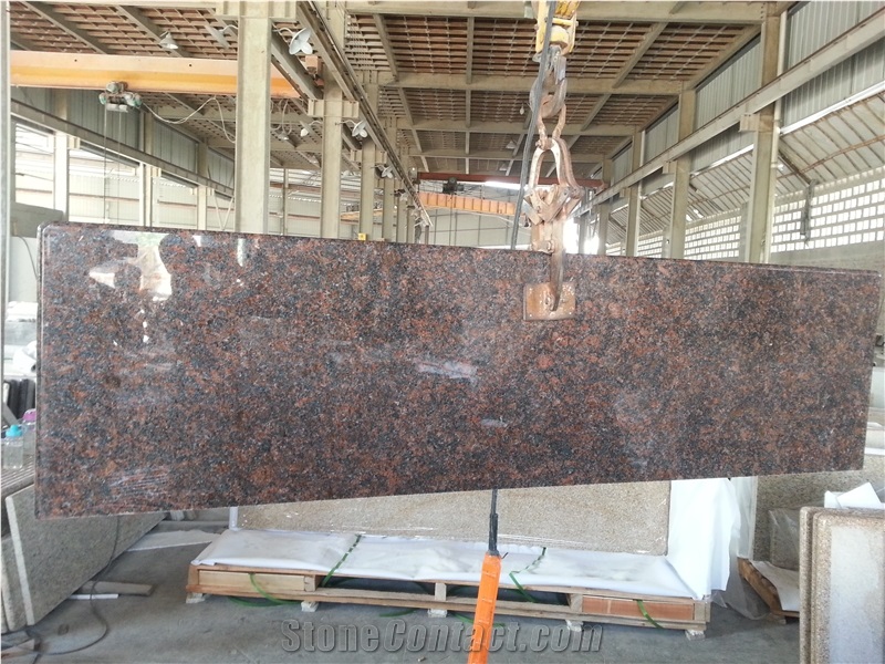 Indian Cheap Popular Tan Brown Polished Granite Kitchen Countertops, Bench Bar Desk Worktops with Round/Bullnose Edge Profile, Custom Design Natural Stone, Manufacturer High Quality Competitive Price