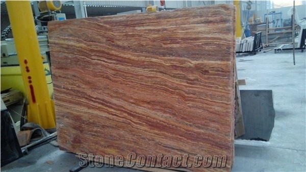 Iran Cheap Brown Red Travertine Polished Big Flag Slabs, Tiles for Wall, Floor Covering, Natural Building Stone Filled Holes for Decoration, Hotel Lobby, Bathroom, Toilet Use, Stone with Veins Pattern