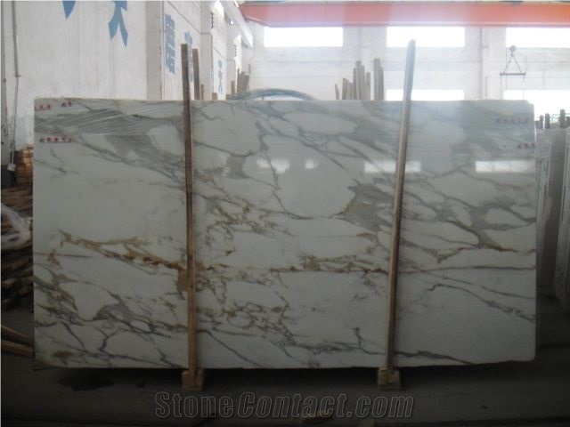 Italy Calacatta Gold Marble Polished Slabs, Italy White Luxury Marble for Wall Decoration
