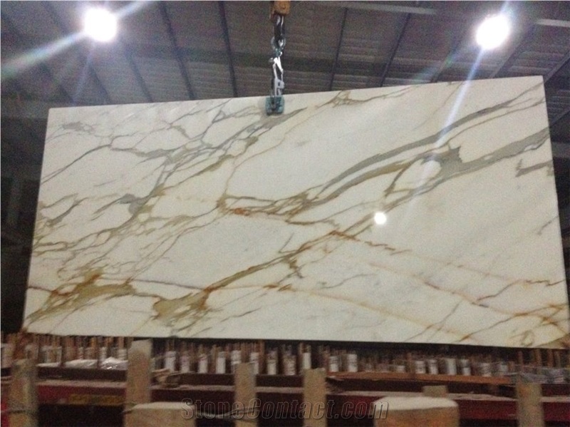 Italy Calacatta Gold Marble Polished Slabs, Italy White Luxury Marble for Wall Decoration