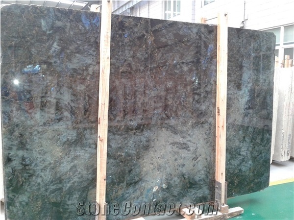 Popular Lemurian Labradorite Blue Granite Polished Slabs, & Tiles, Madagascar Granite with Blue Sparking Spots, Polished Natural Building Stone Flooring,Feature Wall,Interior Paving,Clading,Decoration