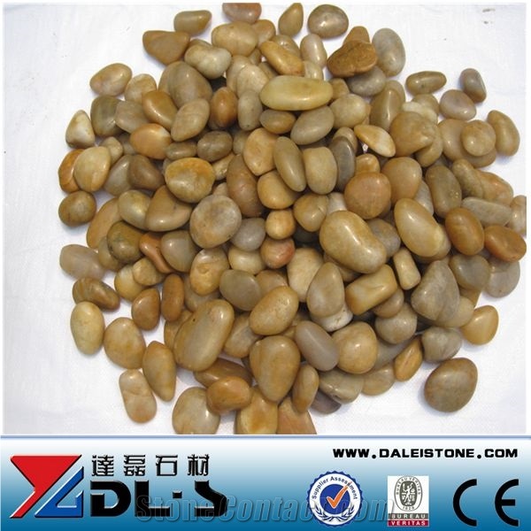 Yellow Polished Pebble Stone for Garden Decoration and Landscaping