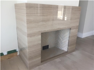 Grey Wood Grain Marble Fireplace Done by Eurofoors