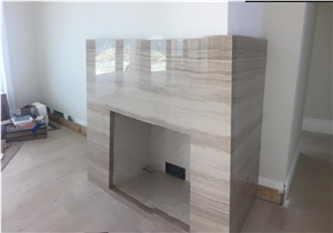 Grey Wood Grain Marble Fireplace Done by Eurofoors