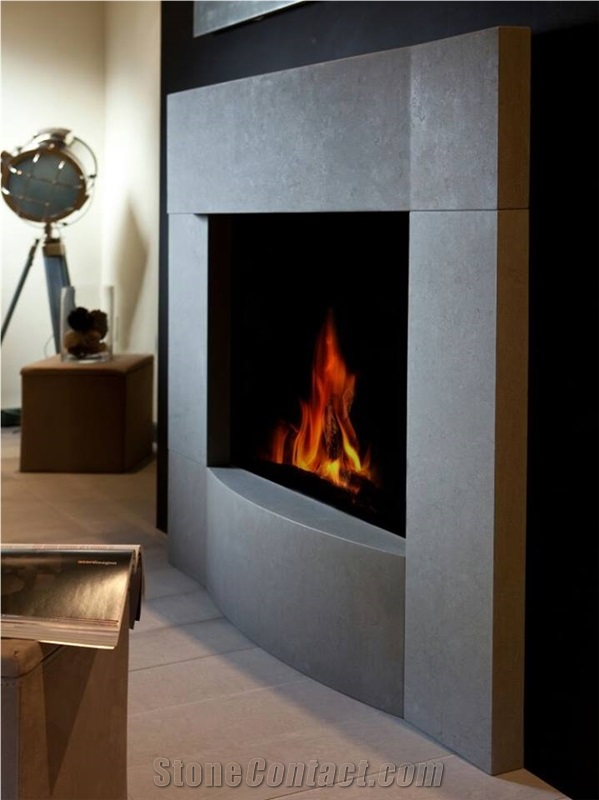 Gris Lac Limestone Fireplace, Grey Limestone Fireplace Spain, Gris Rodiles Limestone Fireplace