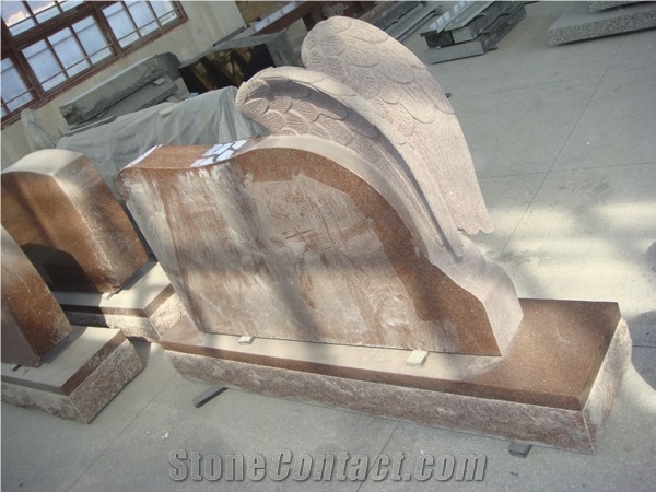 Angle Engraved Tombstone Design,Red Monuments,Own Quarry