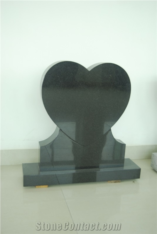 Black Granite England Polished Heart Tombstone,Heart Monuments,Polished Headstone,Ireland Monumnets,England Gravestone Engraved Tombstone Heart Design