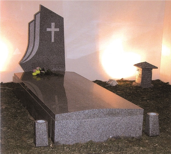 Dark Grey Monuments,Poland Tombstone Design,High Quality Polished Mounments&Tombstone,Single Cross Tombstone