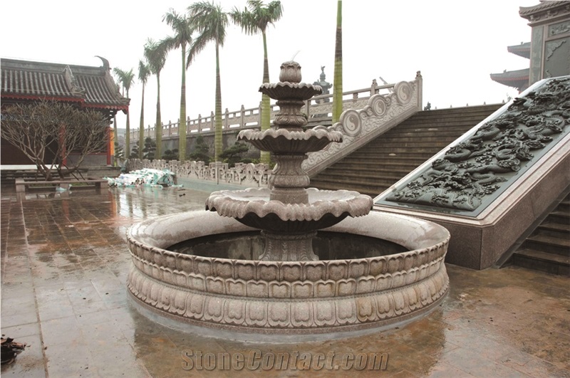 Granite Garden Fountains,Sculptured Water Features Fountains,Grey White Floating Ball Fountains, Garden Decoration
