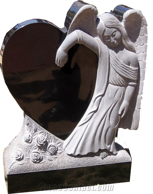 Grey Granite England Cemetery Tombstone,Ireland Angel Monuments Design,Engraved Heart Gravestone Heastone,Angel Tombstone