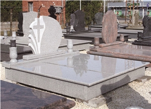 Grey Polished Tombstone,Own Factory European Monumenst Design,Cross Tombstone Cheap Price Double Monuments