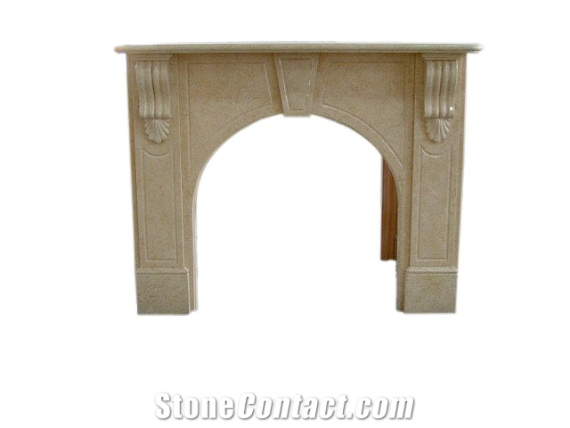 High Quality Beige Marble Fireplace,Polished Beige Fireplace Decorating,High Quality Cover