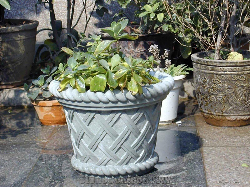 Hot Sale Flower Pots,Granite White Grey Outdoor Planters,Exterior Planters,Cheap Price,High Quality