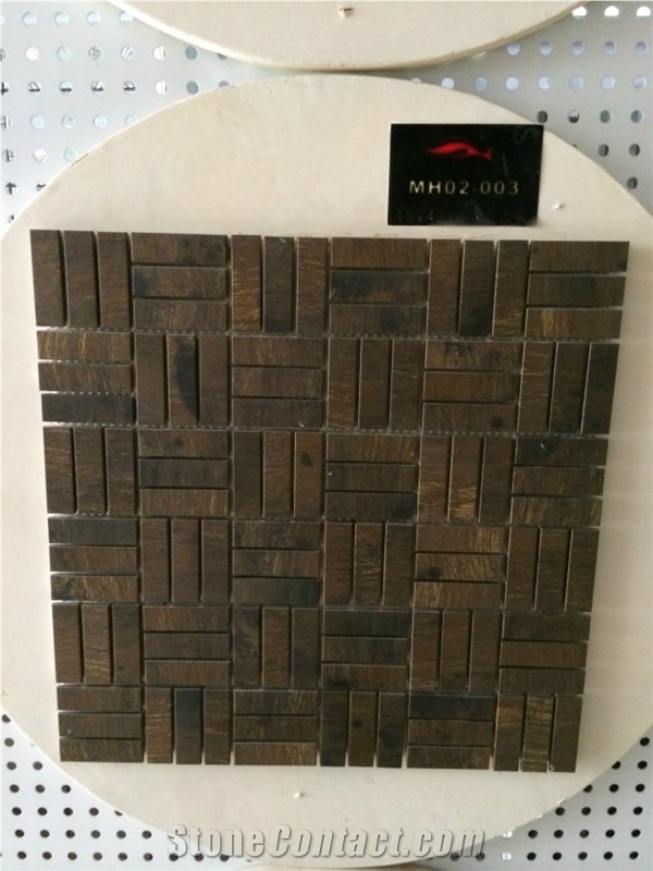 Own Factory Chinese High Quality Golden Polished Granite Mosaic Cheap Brick Mosaic Walling Tiles,Golden Mosaic