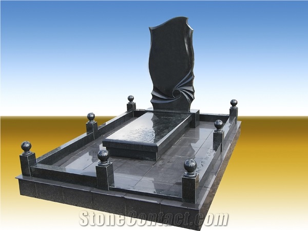 Polished Engraved Black Granite Single Tombstone,Polished Headstone,Russia Style Monument Design,Cheap Price