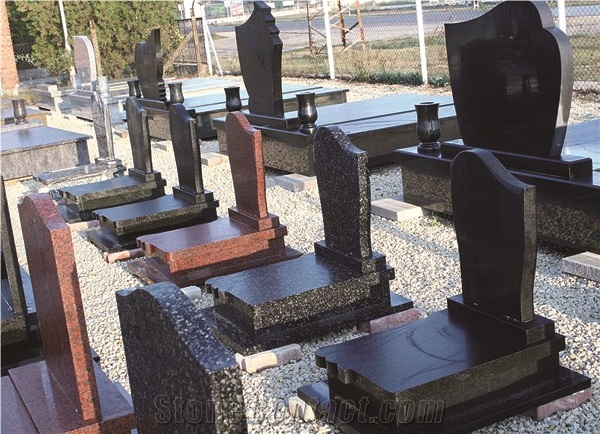 Polished Single Upright Tombstone,Black & Red Monuments,Engraved Cemetery Tombstone,Cheap Price,Own Factory Tombstone Design