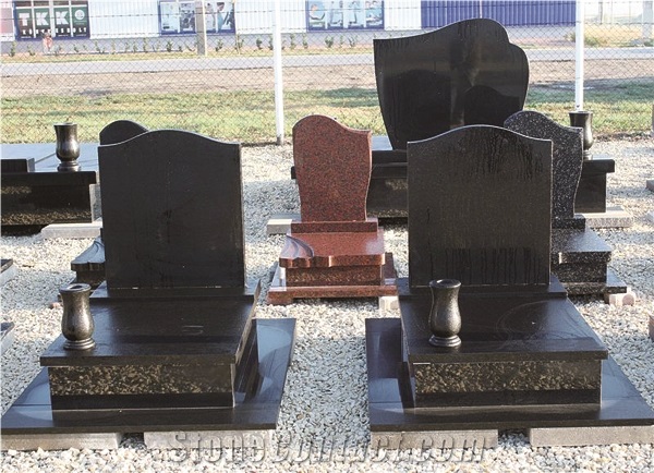 Polished Single Upright Tombstone,Black & Red Monuments,Engraved Cemetery Tombstone,Cheap Price,Own Factory Tombstone Design