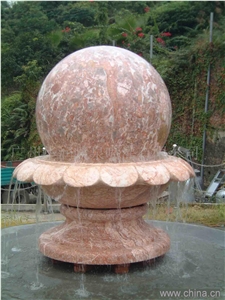 Red Sculpture Water Feature Fountain,Ball Fountains,Granite Stone Garden Fountains,