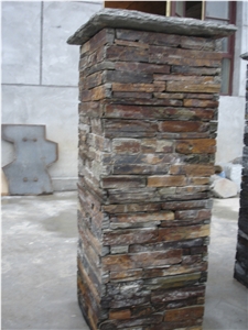 Slate Garden Palisade Decor,Flamed Natural Stone,Rustic Pavement Building Wall Cladding Tiles,Garden Pillars,Own Quarry Chinese Building Pillars Stone