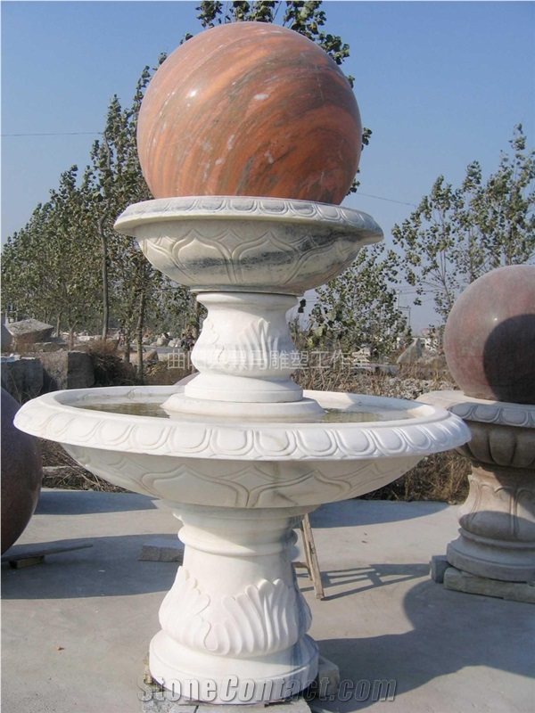 White Granite Ball Fountains,Own Factory Chinese Garden Fountains.Sculptured Fountains,High Quality Floating Ball Fountains