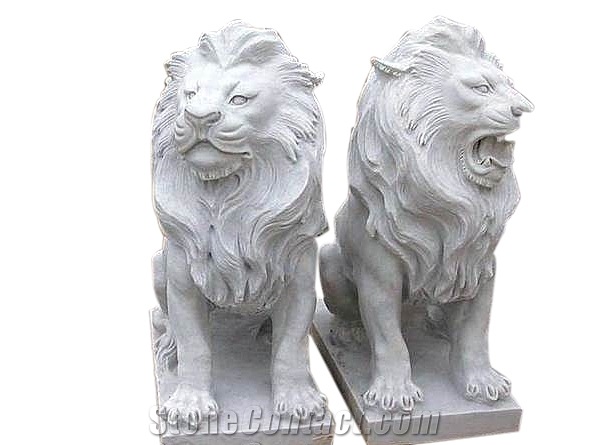 White Granite Natural Stone Lion Carved Stone Sculpture,Animal Sculptured Granite Stone,Cheap Lion Home Decoration Carving Lions