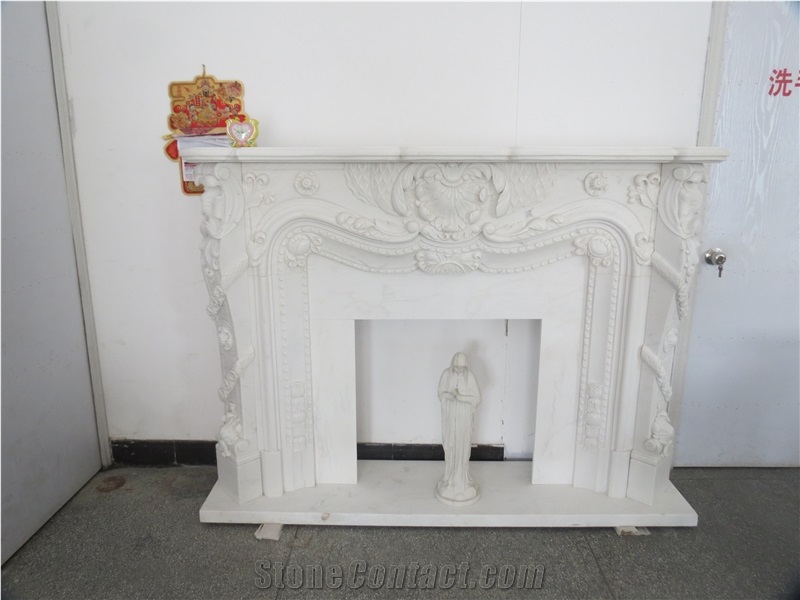 White Interior Stone,High Quality Firepalce Design,White Fireplace Decorating,Sculpture Fireplace Home Decoration