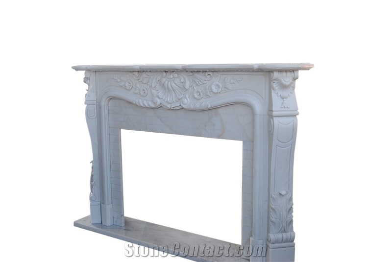 White Marble Polished Fireplace,Carving Cheap Price Fireplace Design,White Fireplace Own Factory Home Decorating Design