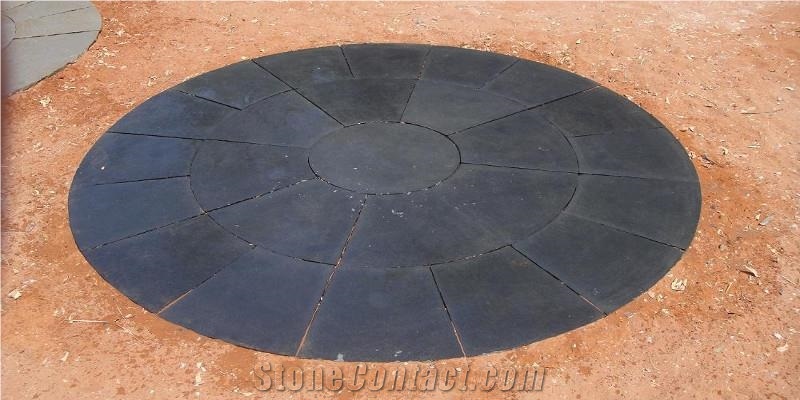 Kadappa Black Limestone Circle, Indian Black Limestone Circle Stone Paving