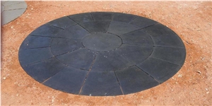 Kadappa Black Limestone Circle, Indian Black Limestone Circle Stone Paving