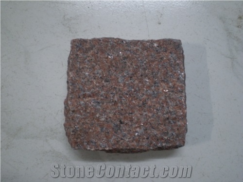 Manga Red Granite Cobbles, Indian Red Granite Cobble Stone