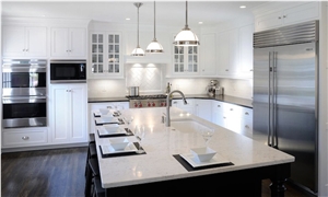 Amazing Luxury Large Kitchen Countertops with Higher Standard Quality, White Quartz Stone Solid Surface Kitchen Tops