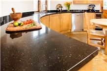 Black Quartz Artificial Stone Normally Produced Size 118*55 and 126*63,For Vanity Surround,Round Table Top,Kitchen Countertop,Top Quality and Service,More Durable Than Granite, Minus the Maintenance