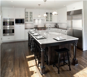 Bright White Quartz Stone Kitchen Countertops with Higher Standard Quality