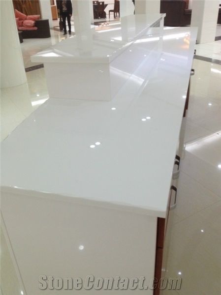 Easy Clean Super White Nano Glass Countertop For Kitchen White