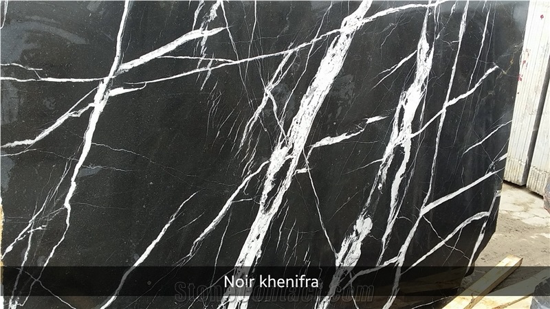 Black Khenifra Marble Slabs, Noir Khenifra Marble