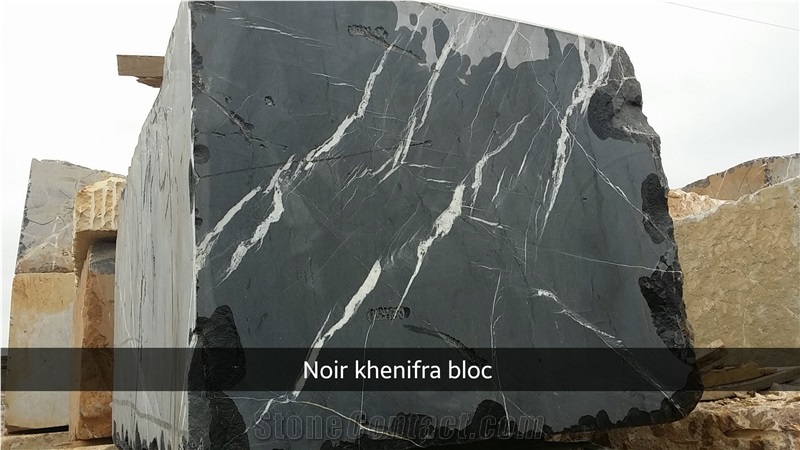 Black Khenifra Marble Slabs, Noir Khenifra Marble