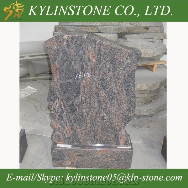 High-Quality Himalaya Blue Granite Headstone, Imported Granite Tombstone, Himalayan Blue Red Granite Monument & Tombstone