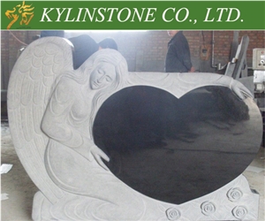 High-Quality Shanxi Black Angel Headstone, China Black Granite Headstones